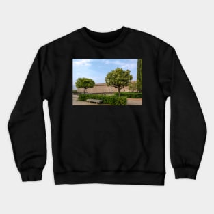 Two Citrus trees and a stone bench Crewneck Sweatshirt